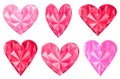 Pink hearts gemstone diamonds vector illustration